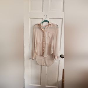 Lush sheer blouse cream light pink size medium